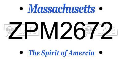 ZPM2672 Massachusetts License Plate