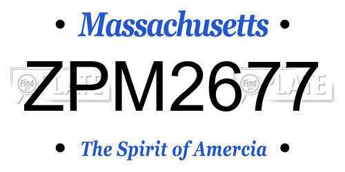 ZPM2677 Massachusetts License Plate