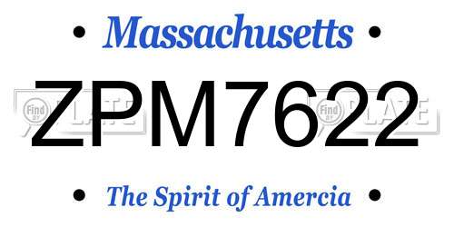 ZPM7622 Massachusetts License Plate