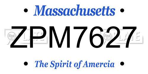 ZPM7627 Massachusetts License Plate
