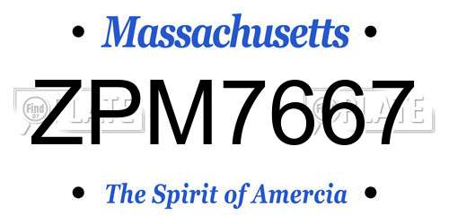 ZPM7667 Massachusetts License Plate