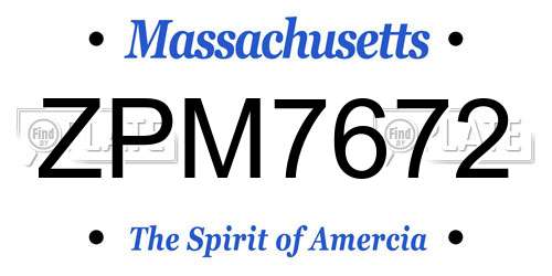 ZPM7672 Massachusetts License Plate