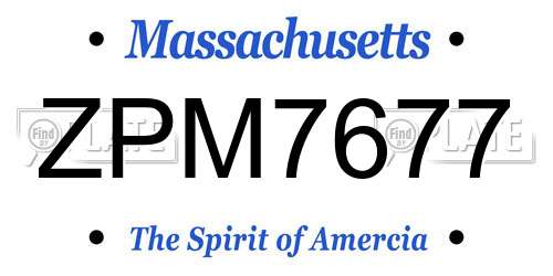 ZPM7677 Massachusetts License Plate