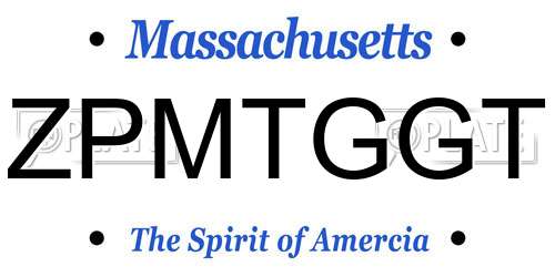 ZPMTGGT Massachusetts License Plate