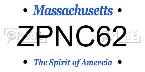 ZPNC62 Massachusetts License Plate
