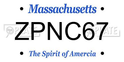 ZPNC67 Massachusetts License Plate