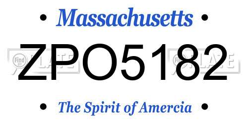 ZPO5182 Massachusetts License Plate