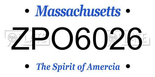 ZPO6026 Massachusetts License Plate