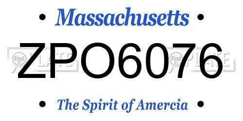 ZPO6076 Massachusetts License Plate