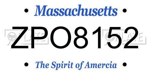 ZPO8152 Massachusetts License Plate