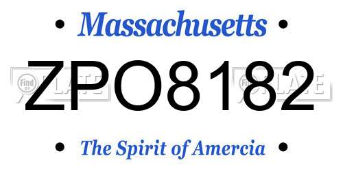 ZPO8182 Massachusetts License Plate