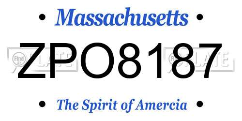 ZPO8187 Massachusetts License Plate