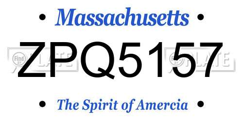 ZPQ5157 Massachusetts License Plate