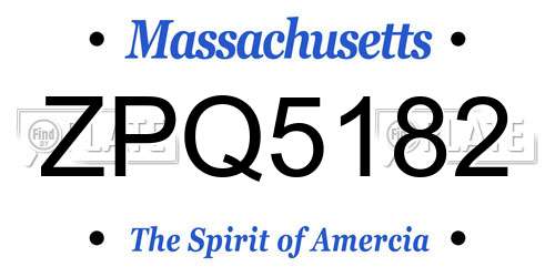 ZPQ5182 Massachusetts License Plate