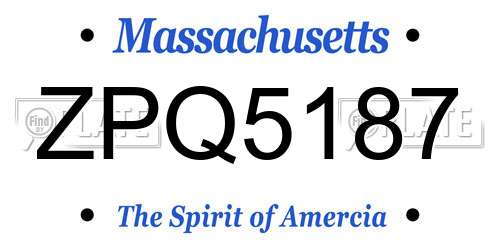 ZPQ5187 Massachusetts License Plate