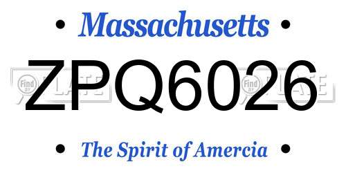 ZPQ6026 Massachusetts License Plate