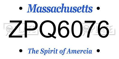 ZPQ6076 Massachusetts License Plate