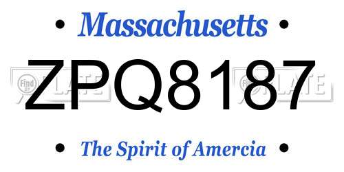 ZPQ8187 Massachusetts License Plate