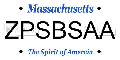 ZPSBSAA Massachusetts License Plate