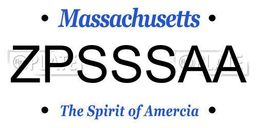 ZPSSSAA Massachusetts License Plate