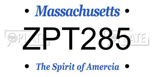 ZPT285 Massachusetts License Plate