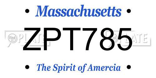 ZPT785 Massachusetts License Plate