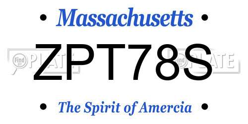 ZPT78S Massachusetts License Plate