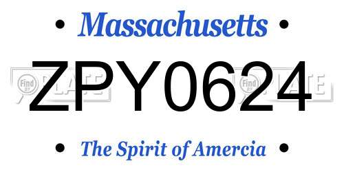 ZPY0624 Massachusetts License Plate