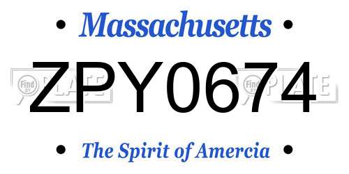 ZPY0674 Massachusetts License Plate