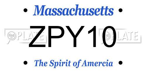 ZPY10 Massachusetts License Plate