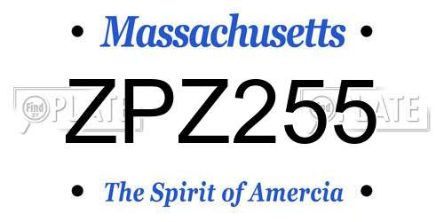 ZPZ255 Massachusetts License Plate
