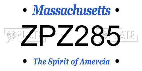 ZPZ285 Massachusetts License Plate