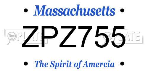 ZPZ755 Massachusetts License Plate