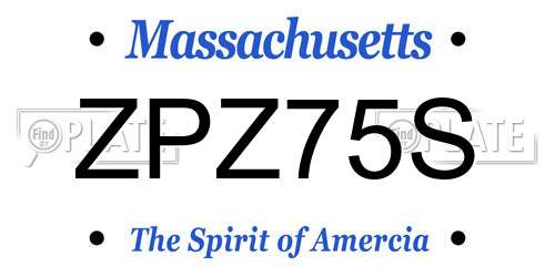 ZPZ75S Massachusetts License Plate