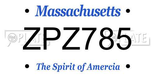 ZPZ785 Massachusetts License Plate
