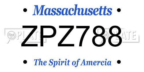 ZPZ788 Massachusetts License Plate