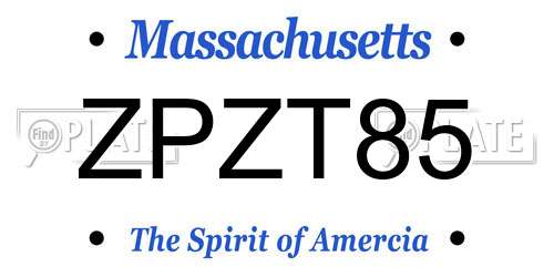 ZPZT85 Massachusetts License Plate
