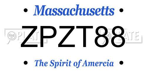 ZPZT88 Massachusetts License Plate