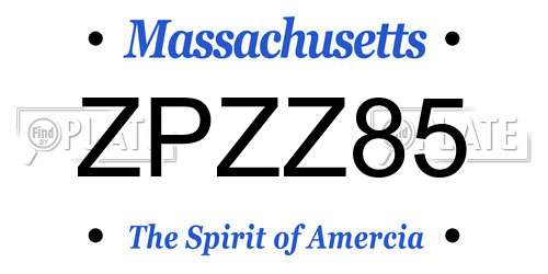 ZPZZ85 Massachusetts License Plate