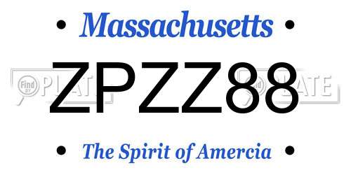 ZPZZ88 Massachusetts License Plate