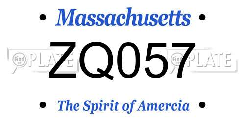 ZQ057 Massachusetts License Plate