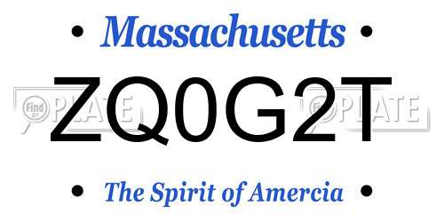 ZQ0G2T Massachusetts License Plate