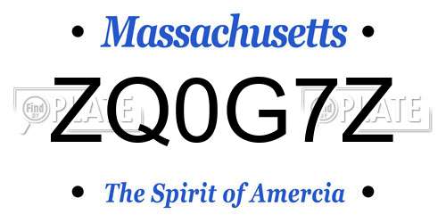 ZQ0G7Z Massachusetts License Plate