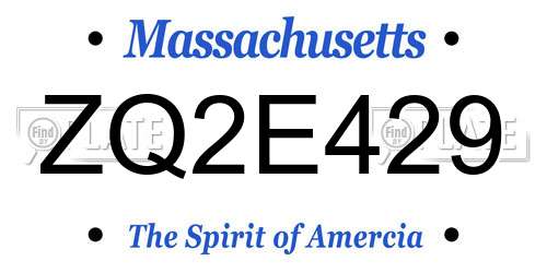 ZQ2E429 Massachusetts License Plate