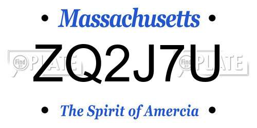 ZQ2J7U Massachusetts License Plate