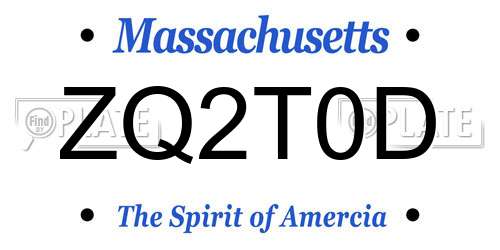ZQ2T0D Massachusetts License Plate
