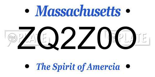 ZQ2Z0O Massachusetts License Plate