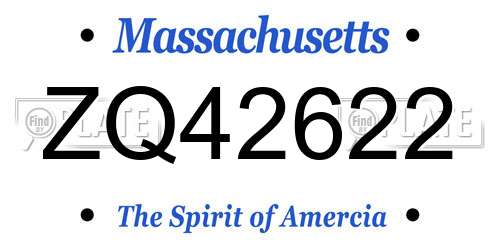 ZQ42622 Massachusetts License Plate