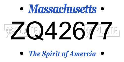 ZQ42677 Massachusetts License Plate