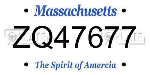 ZQ47677 Massachusetts License Plate